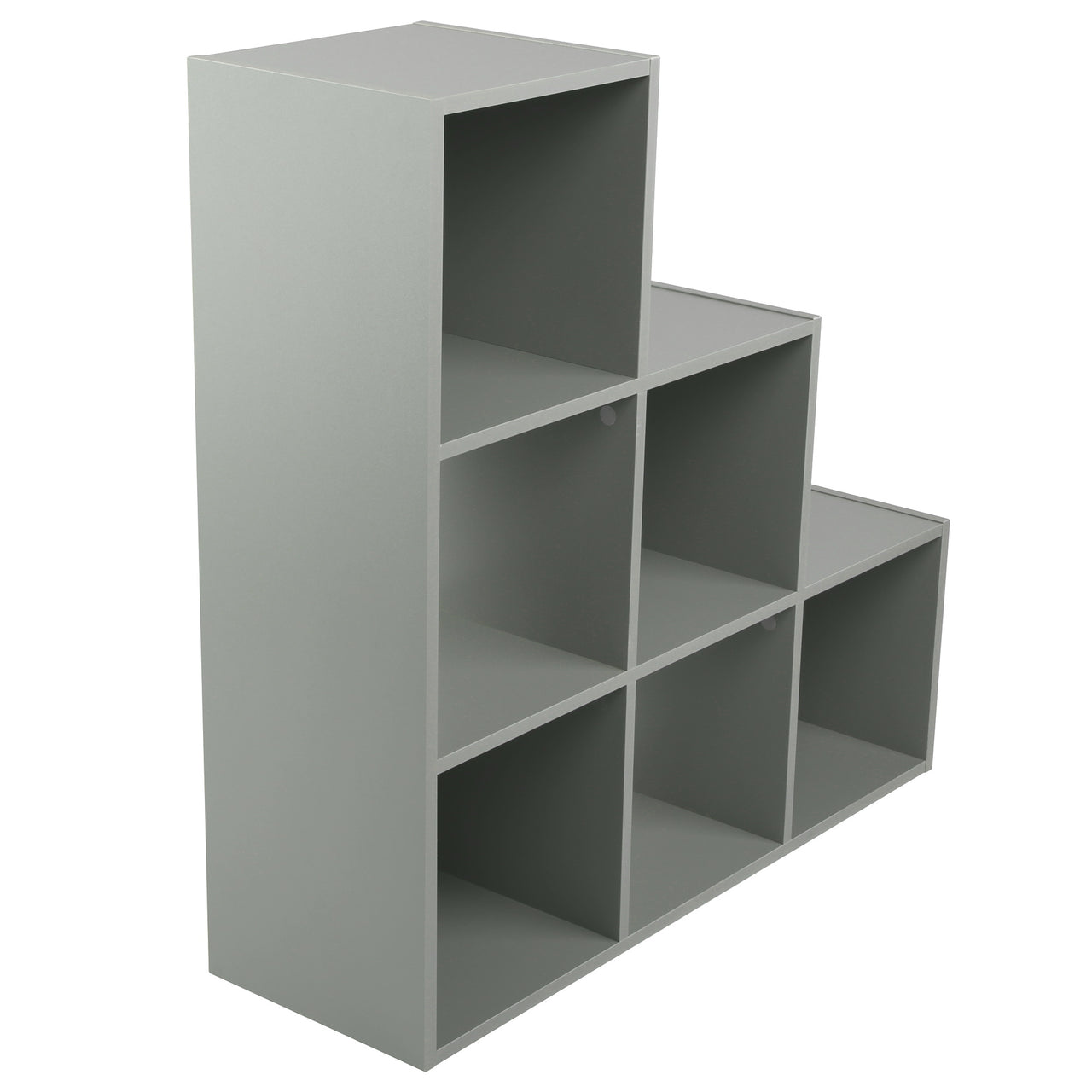 Grey 6 Cube Step Storage Shelving Unit with Optional Baskets