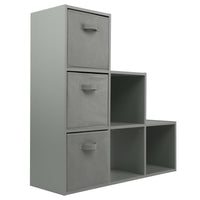 Thumbnail for Grey 6 Cube Step Storage Shelving Unit with Optional Baskets