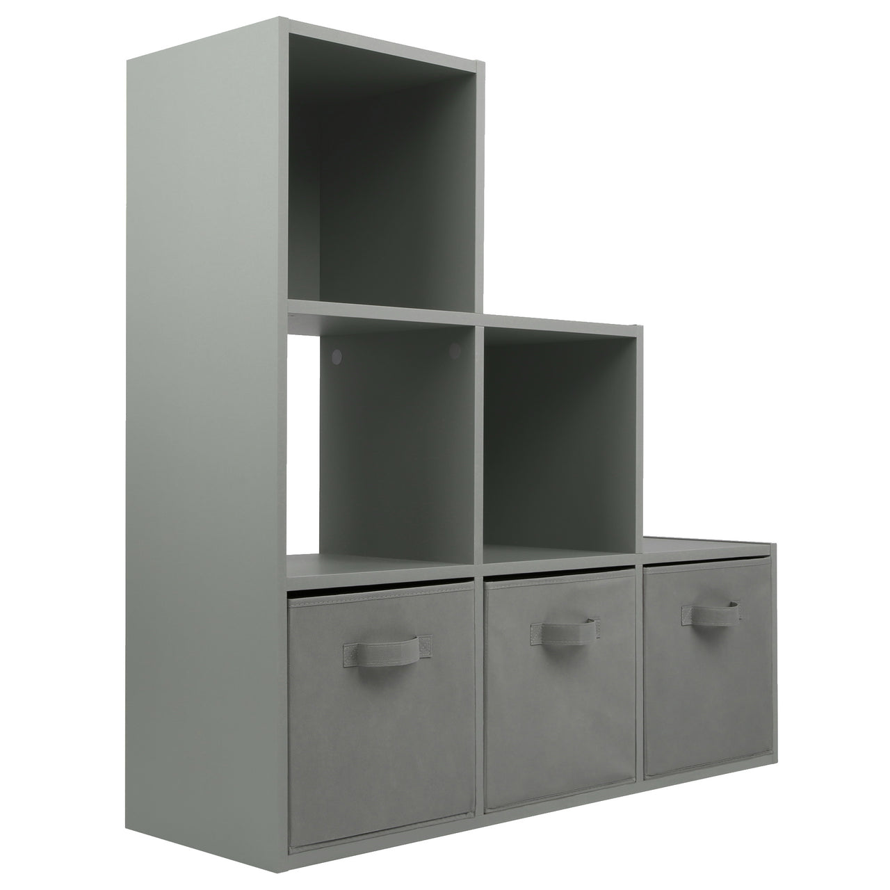 Grey 6 Cube Step Storage Shelving Unit with Optional Baskets