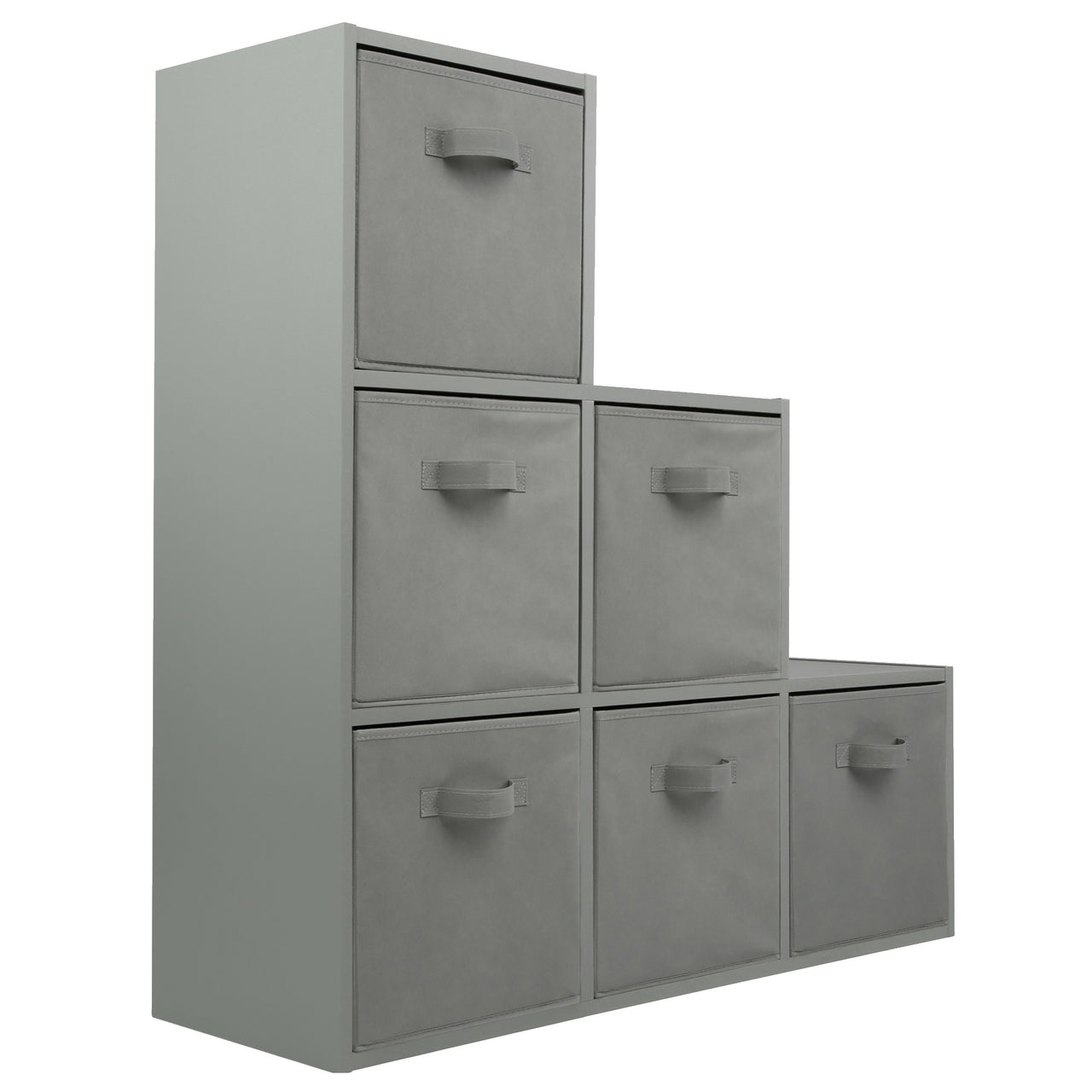 Grey 6 Cube Step Storage Shelving Unit with Optional Baskets