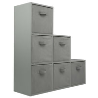 Thumbnail for Grey 6 Cube Step Storage Shelving Unit with Optional Baskets