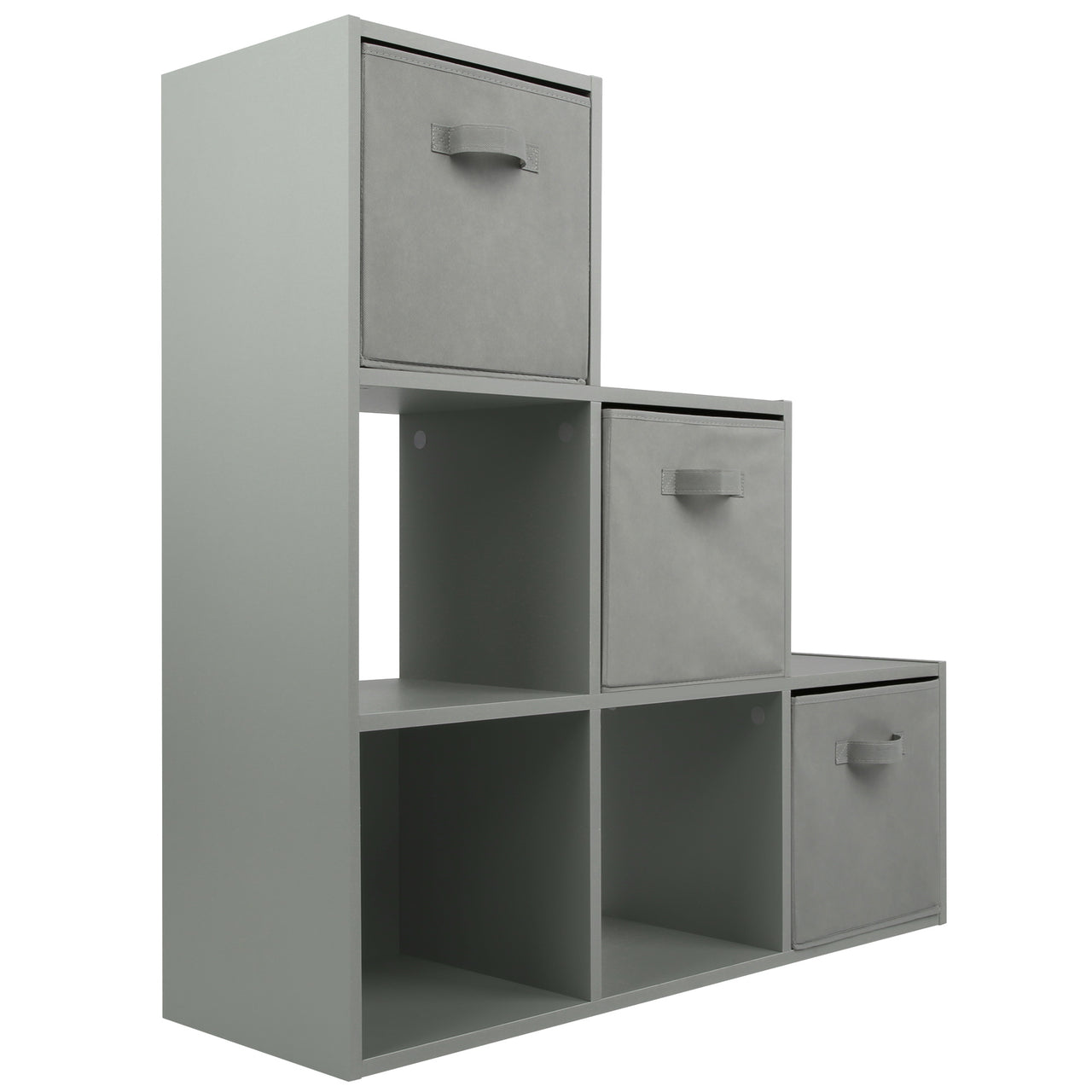 Grey 6 Cube Step Storage Shelving Unit with Optional Baskets