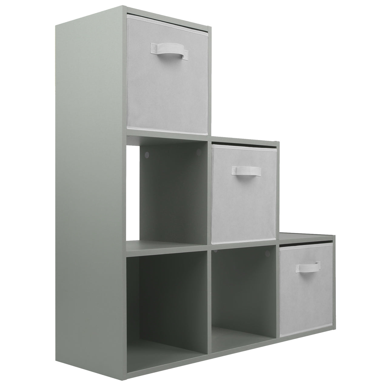 Grey 6 Cube Step Storage Shelving Unit with Optional Baskets