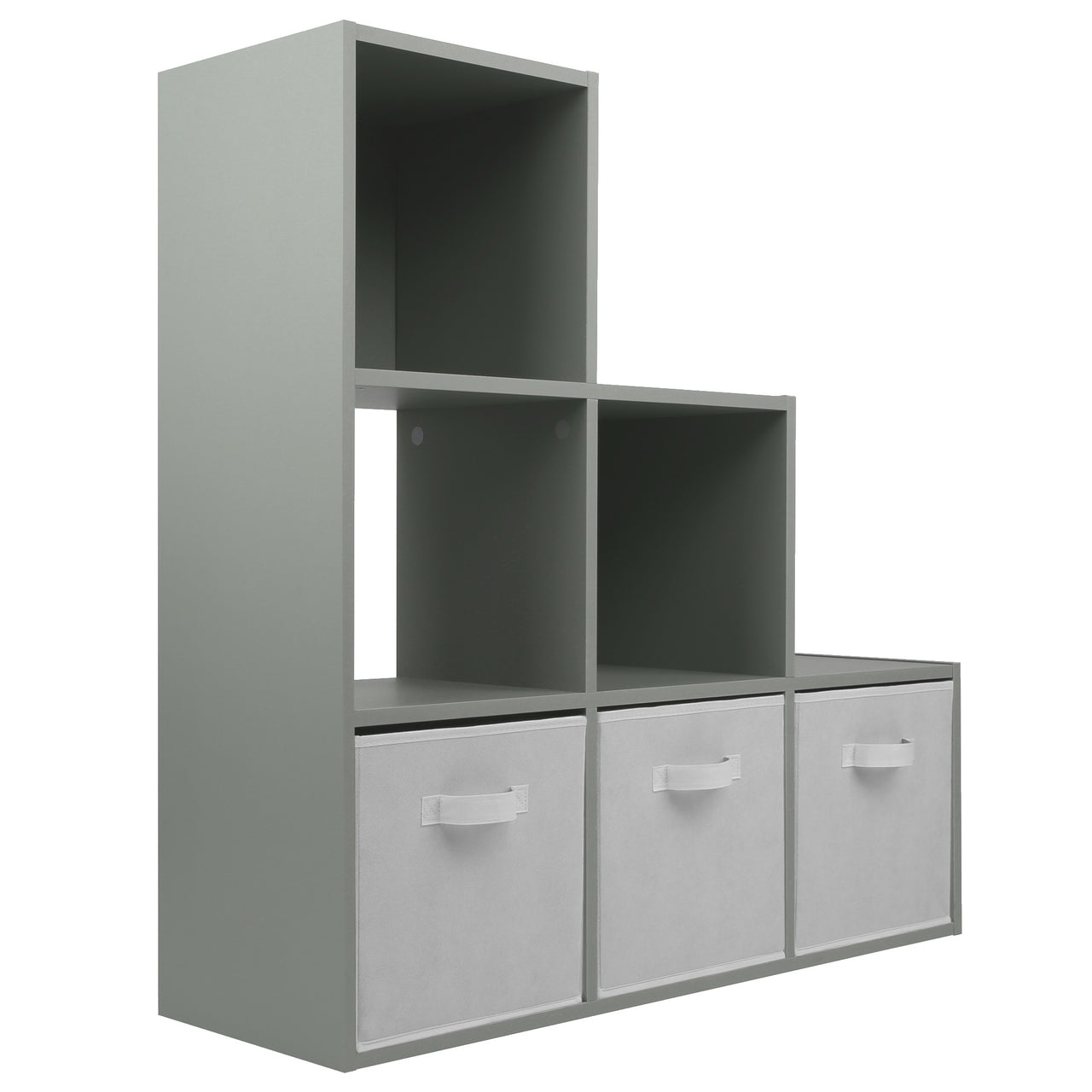 Grey 6 Cube Step Storage Shelving Unit with Optional Baskets