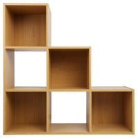 Thumbnail for Oak Effect 6 Cube Step Storage Shelving Unit with Optional Baskets