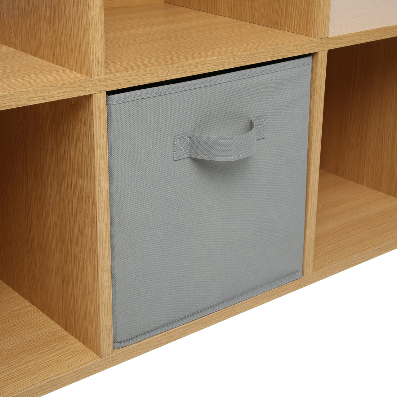 Oak Effect 6 Cube Step Storage Shelving Unit with Optional Baskets