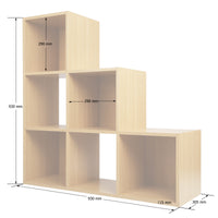 Thumbnail for Oak Effect 6 Cube Step Storage Shelving Unit with Optional Baskets