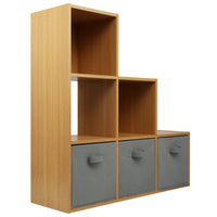 Thumbnail for Oak Effect 6 Cube Step Storage Shelving Unit with Optional Baskets