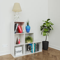 Thumbnail for White 6 Cube Step Storage Shelving Unit with Optional Baskets