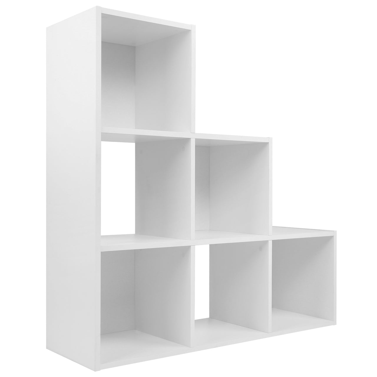 White 6 Cube Step Storage Shelving Unit with Optional Baskets