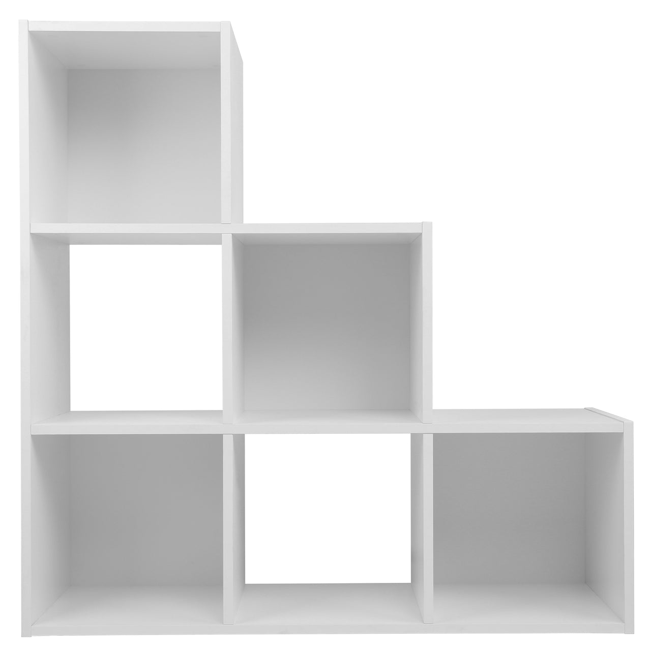 White 6 Cube Step Storage Shelving Unit with Optional Baskets