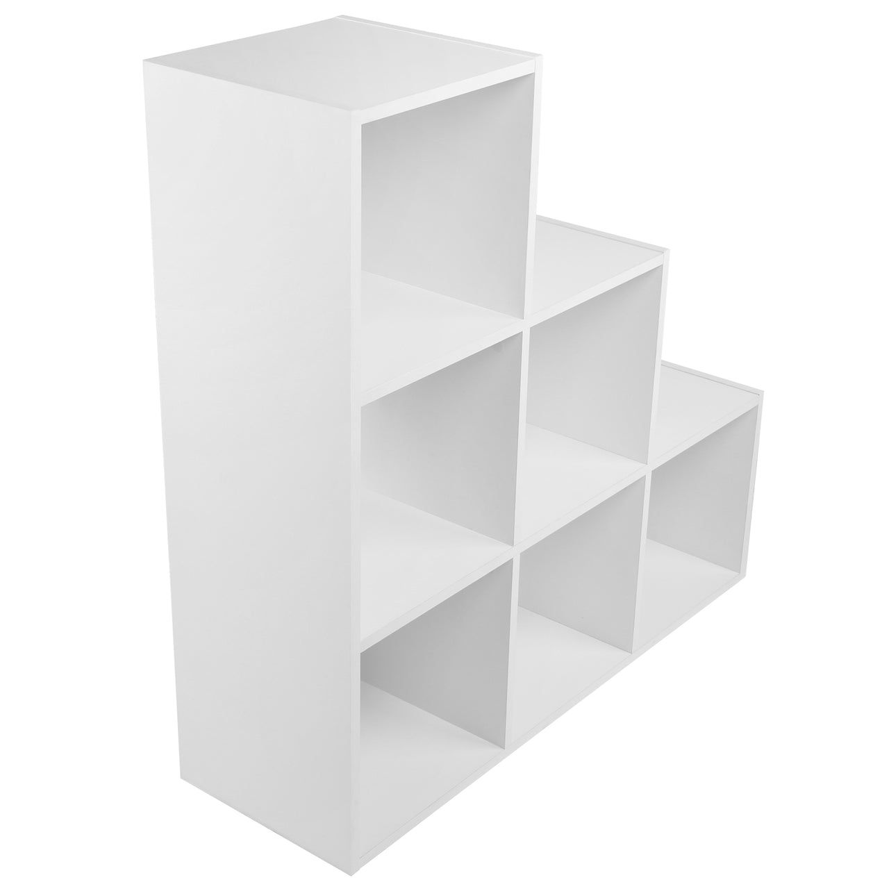 White 6 Cube Step Storage Shelving Unit with Optional Baskets