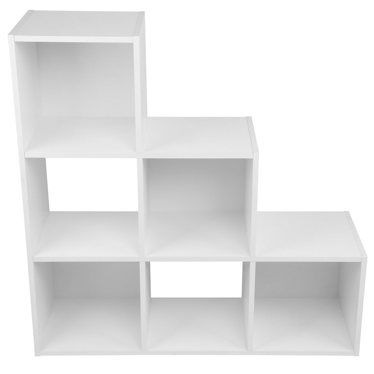 White 6 Cube Step Storage Shelving Unit with Optional Baskets