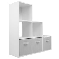 Thumbnail for White 6 Cube Step Storage Shelving Unit with Optional Baskets