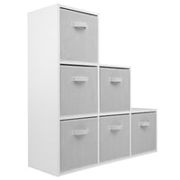 Thumbnail for White 6 Cube Step Storage Shelving Unit with Optional Baskets