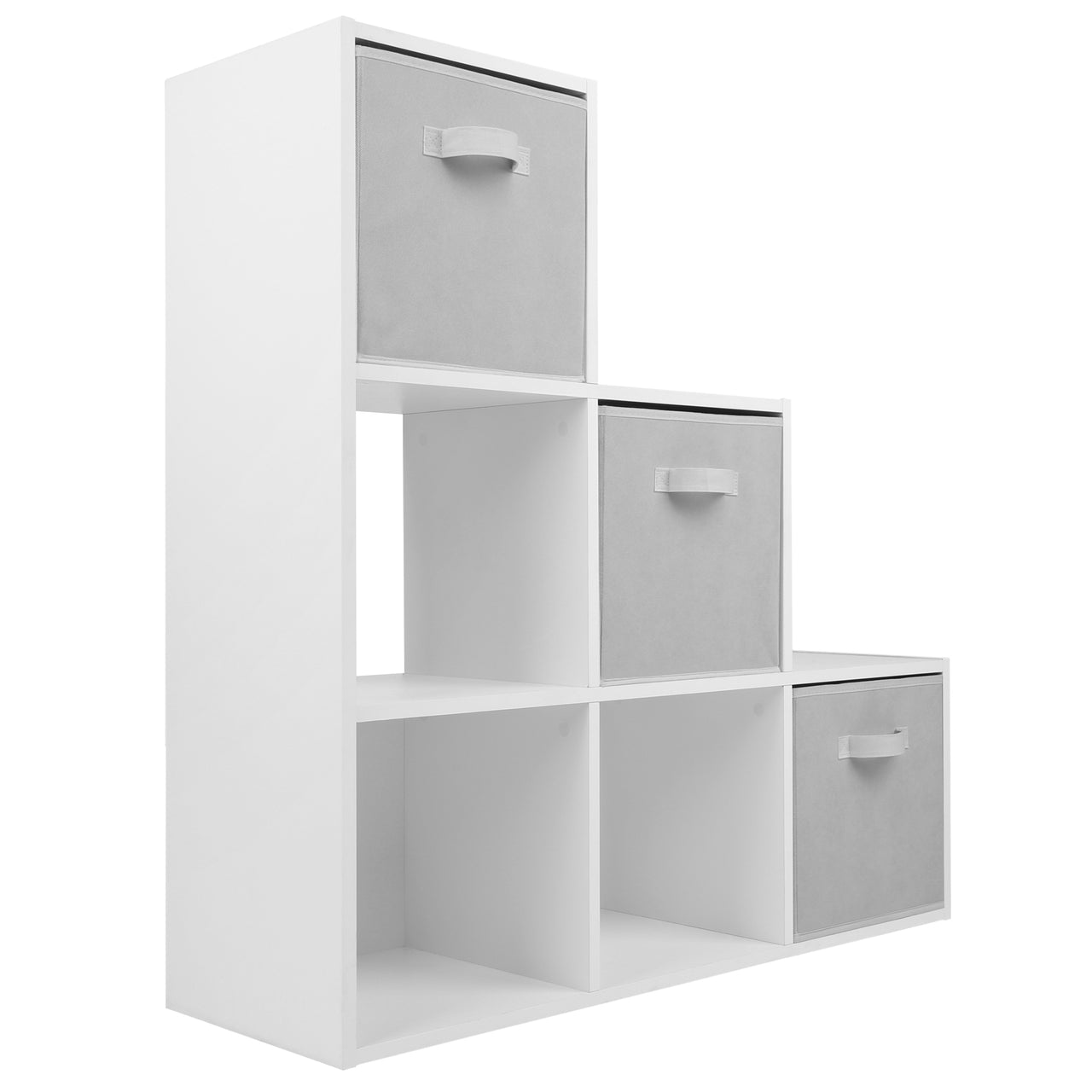 White 6 Cube Step Storage Shelving Unit with Optional Baskets