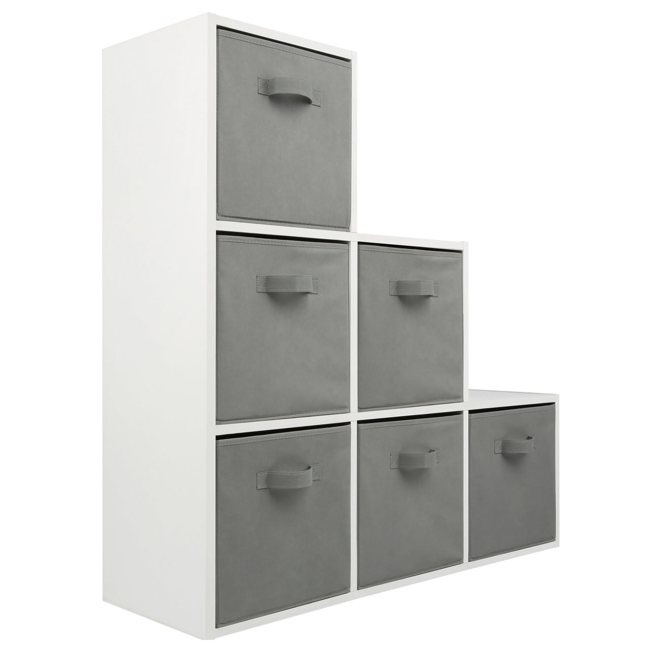 White 6 Cube Step Storage Shelving Unit with Optional Baskets