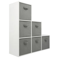 Thumbnail for White 6 Cube Step Storage Shelving Unit with Optional Baskets