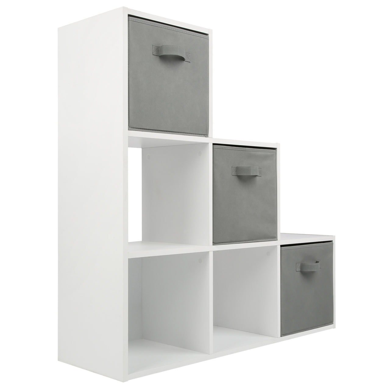 White 6 Cube Step Storage Shelving Unit with Optional Baskets