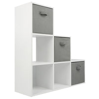 Thumbnail for White 6 Cube Step Storage Shelving Unit with Optional Baskets