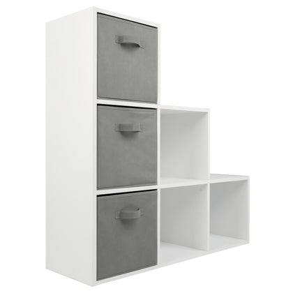 White 6 Cube Step Storage Shelving Unit with Optional Baskets