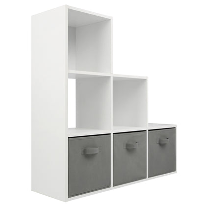 White 6 Cube Step Storage Shelving Unit with Optional Baskets