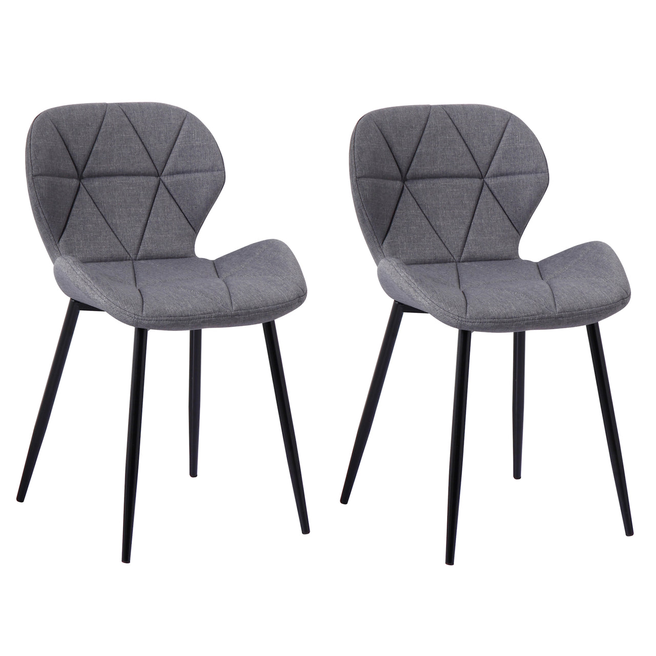 Set of 2 Diamond Patterned Dining Chairs