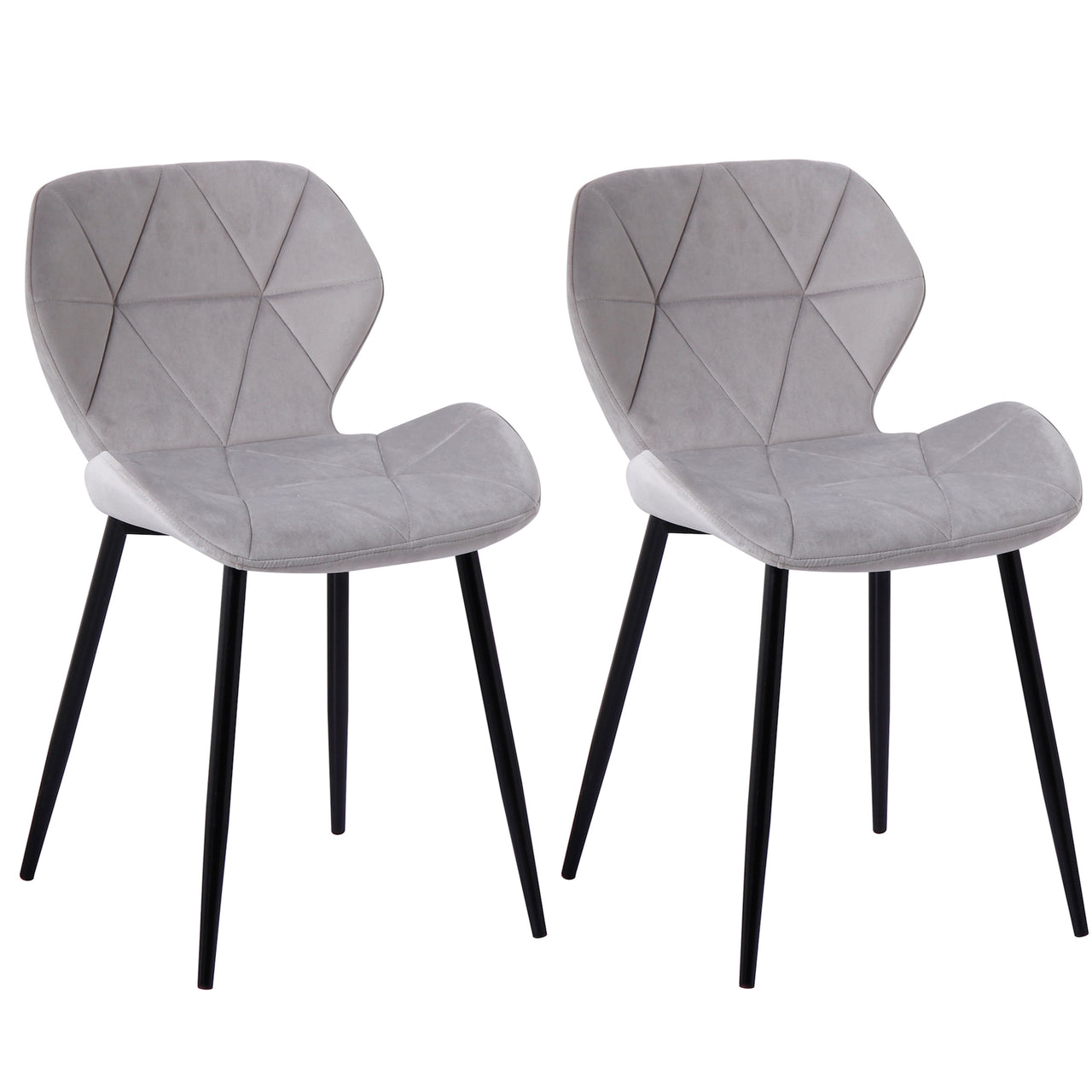 Set of 2 Diamond Patterned Dining Chairs