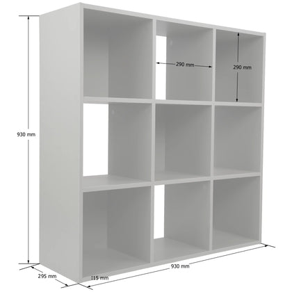 Grey 9 Cube Open Book Shelf Storage