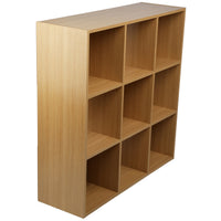 Thumbnail for Oak 9 Cube Open Book Shelf Storage