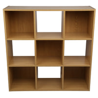 Thumbnail for Oak 9 Cube Open Book Shelf Storage