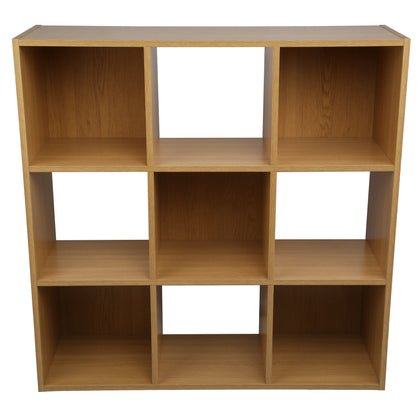 Oak 9 Cube Open Book Shelf Storage