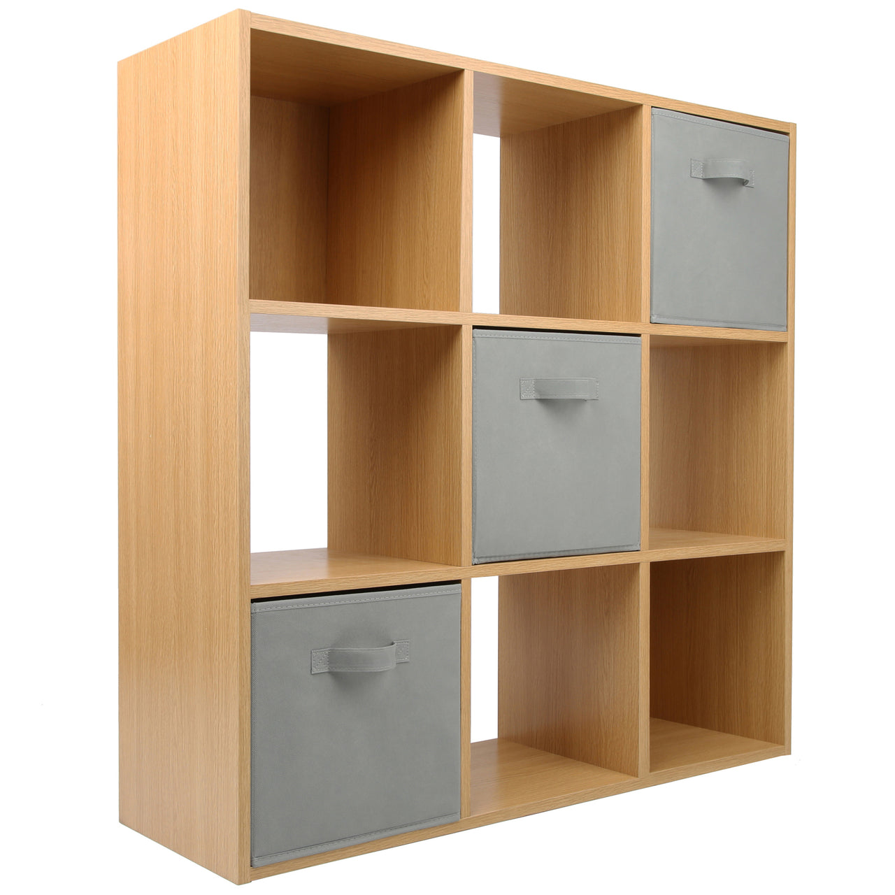 Oak 9 Cube Open Book Shelf Storage