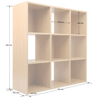 Thumbnail for Oak 9 Cube Open Book Shelf Storage