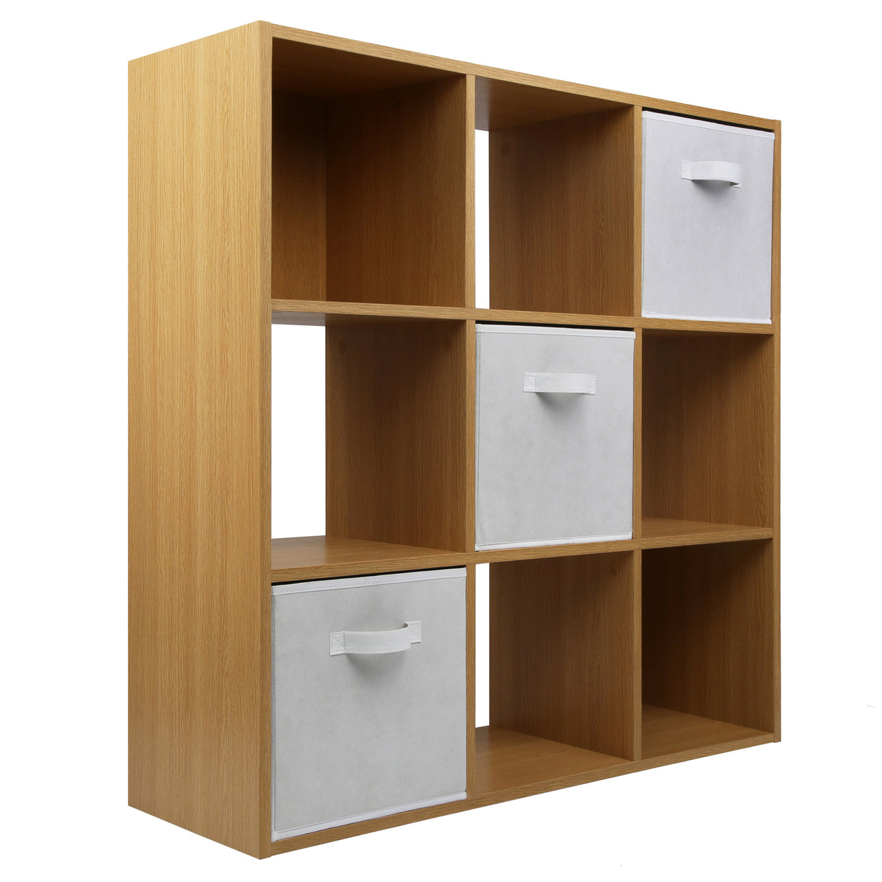 Oak 9 Cube Open Book Shelf Storage