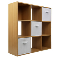 Thumbnail for Oak 9 Cube Open Book Shelf Storage