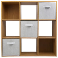 Thumbnail for Oak 9 Cube Open Book Shelf Storage