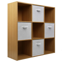 Thumbnail for Oak 9 Cube Open Book Shelf Storage