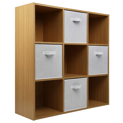 Oak 9 Cube Open Book Shelf Storage