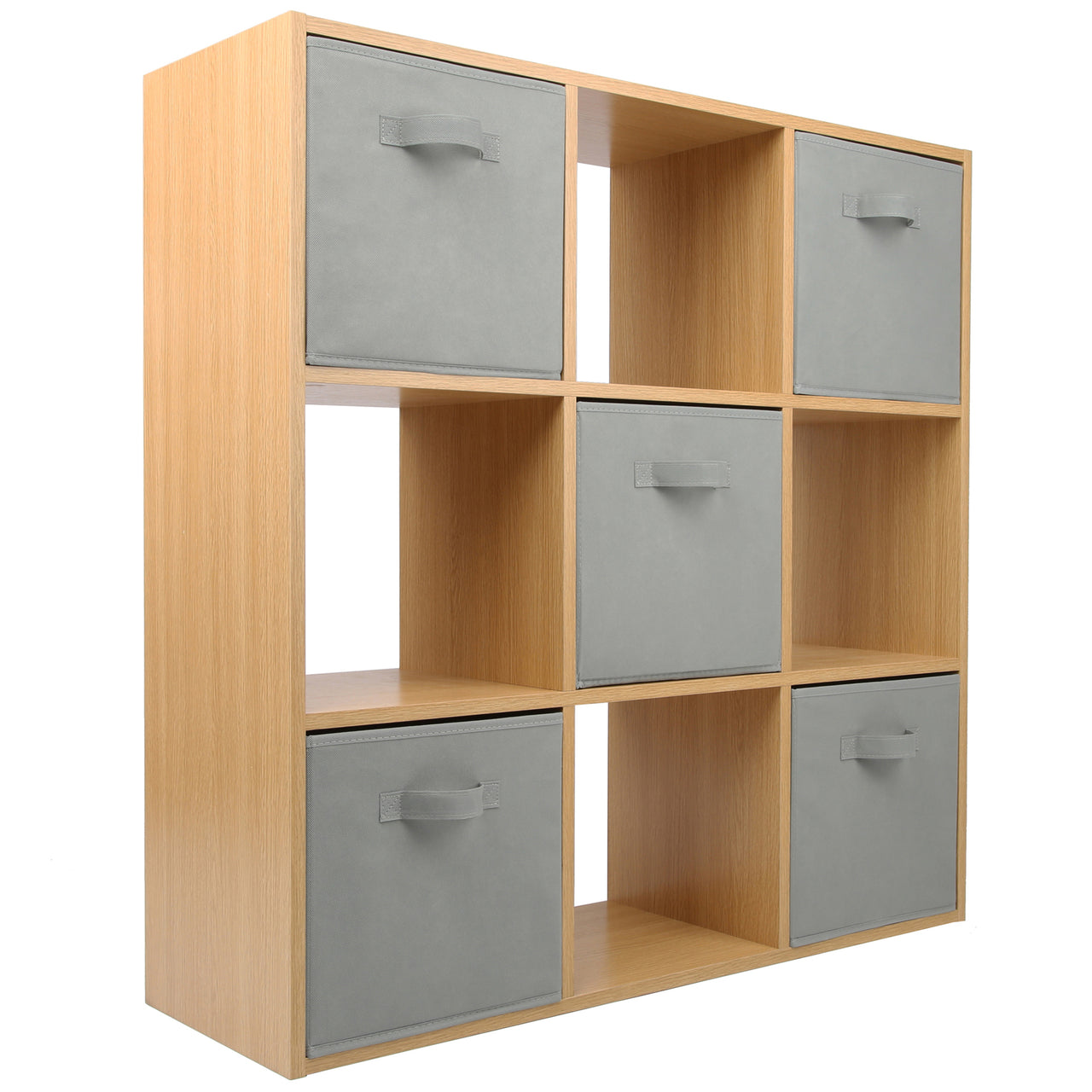 Oak 9 Cube Open Book Shelf Storage