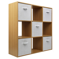 Thumbnail for Oak 9 Cube Open Book Shelf Storage