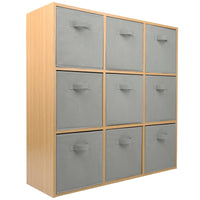 Thumbnail for Oak 9 Cube Open Book Shelf Storage