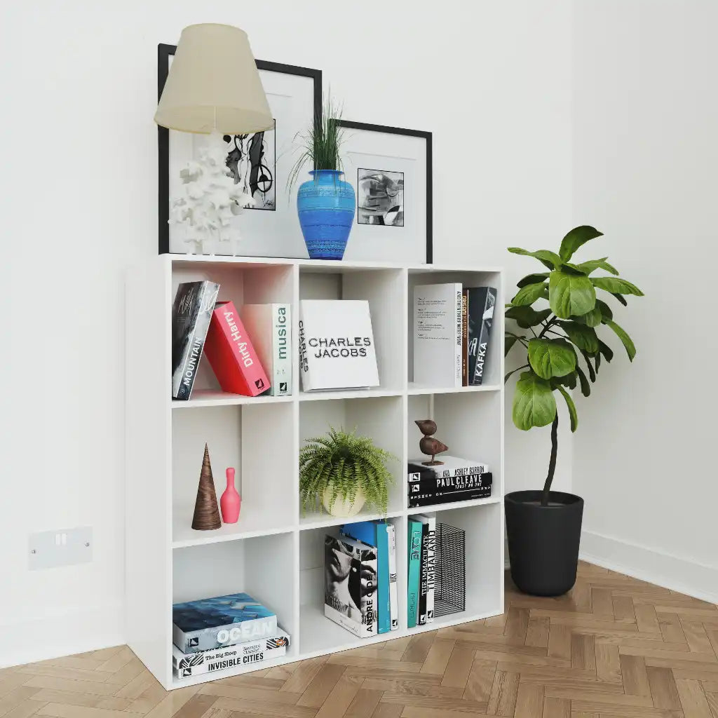 White 9 Cube Open Book Shelf Storage