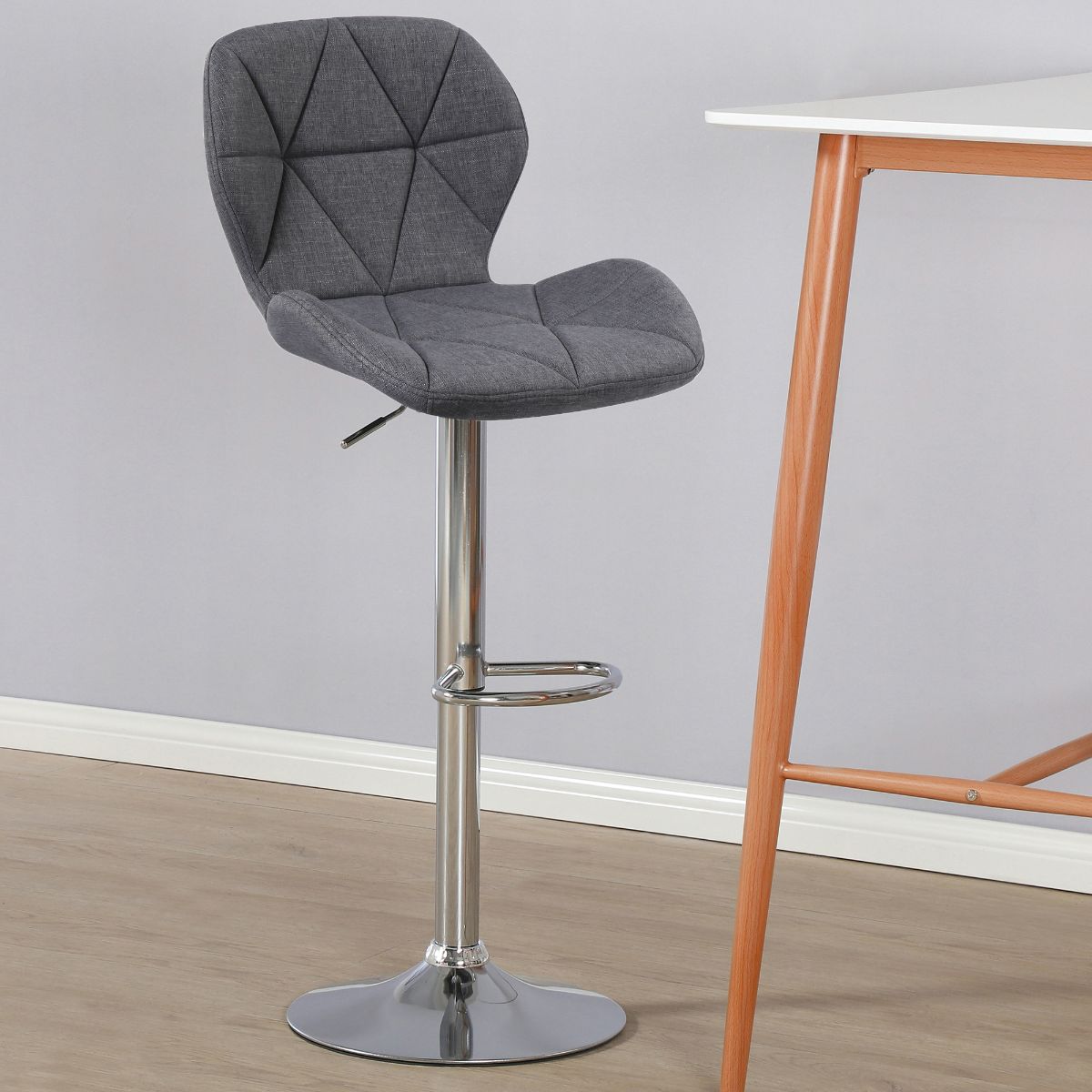 Diamond Adjustable Swivel Bar Stool with Backrest