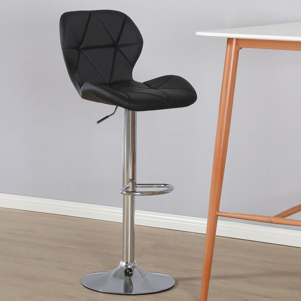 Diamond Adjustable Swivel Bar Stool with Backrest