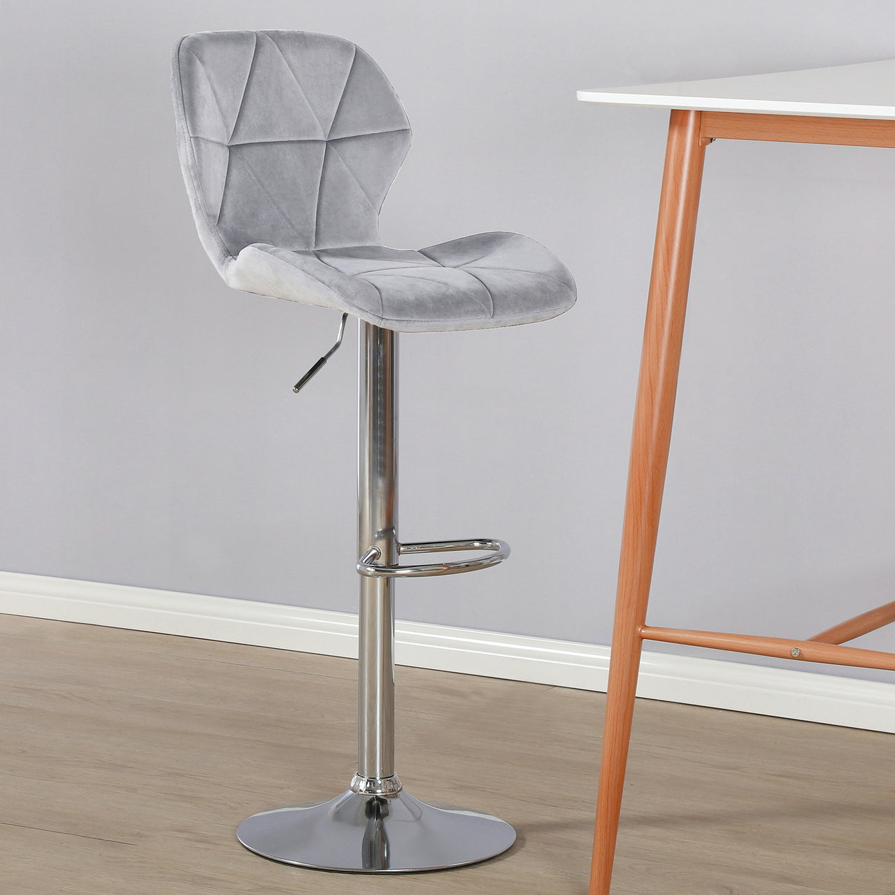 Diamond Adjustable Swivel Bar Stool with Backrest