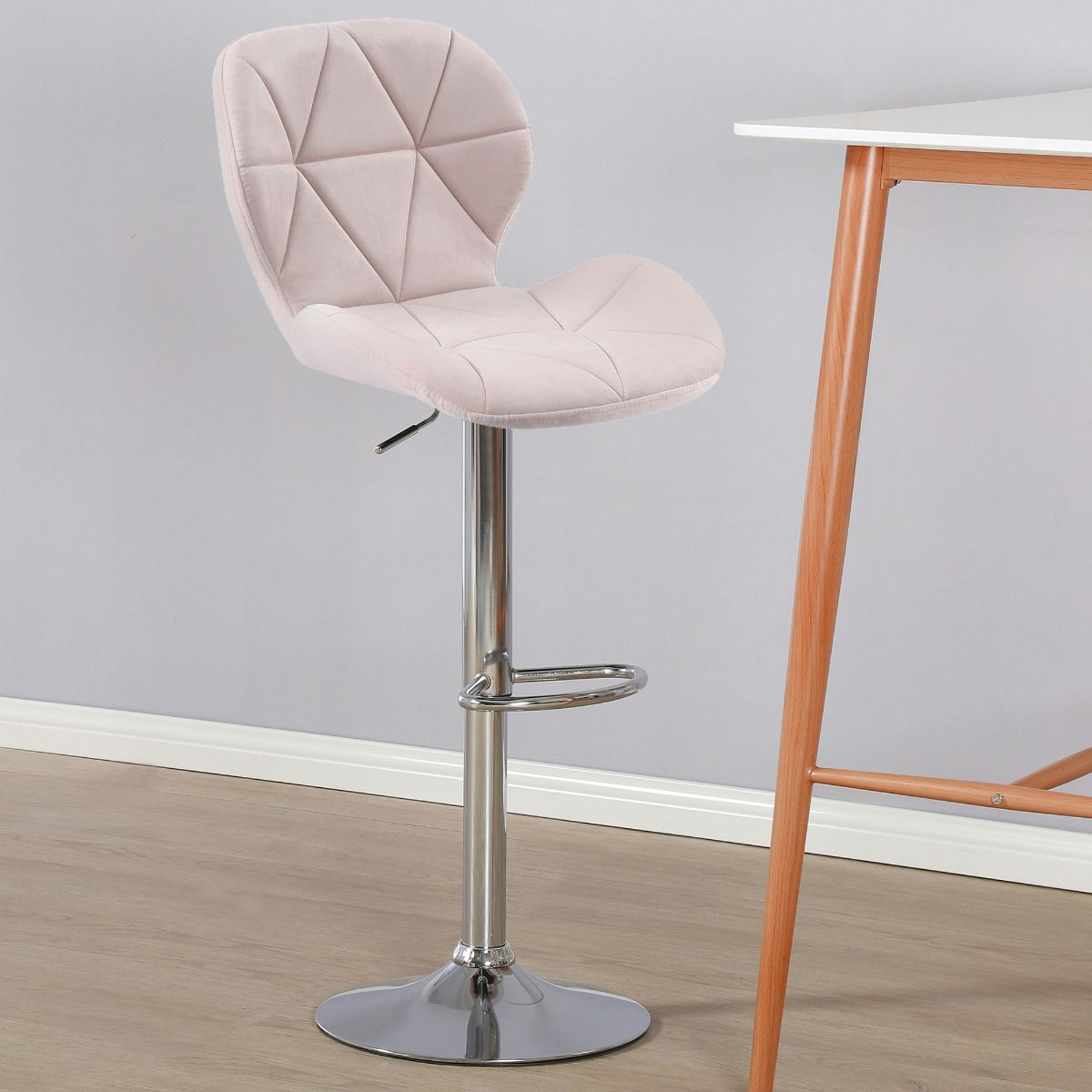 Diamond Adjustable Swivel Bar Stool with Backrest