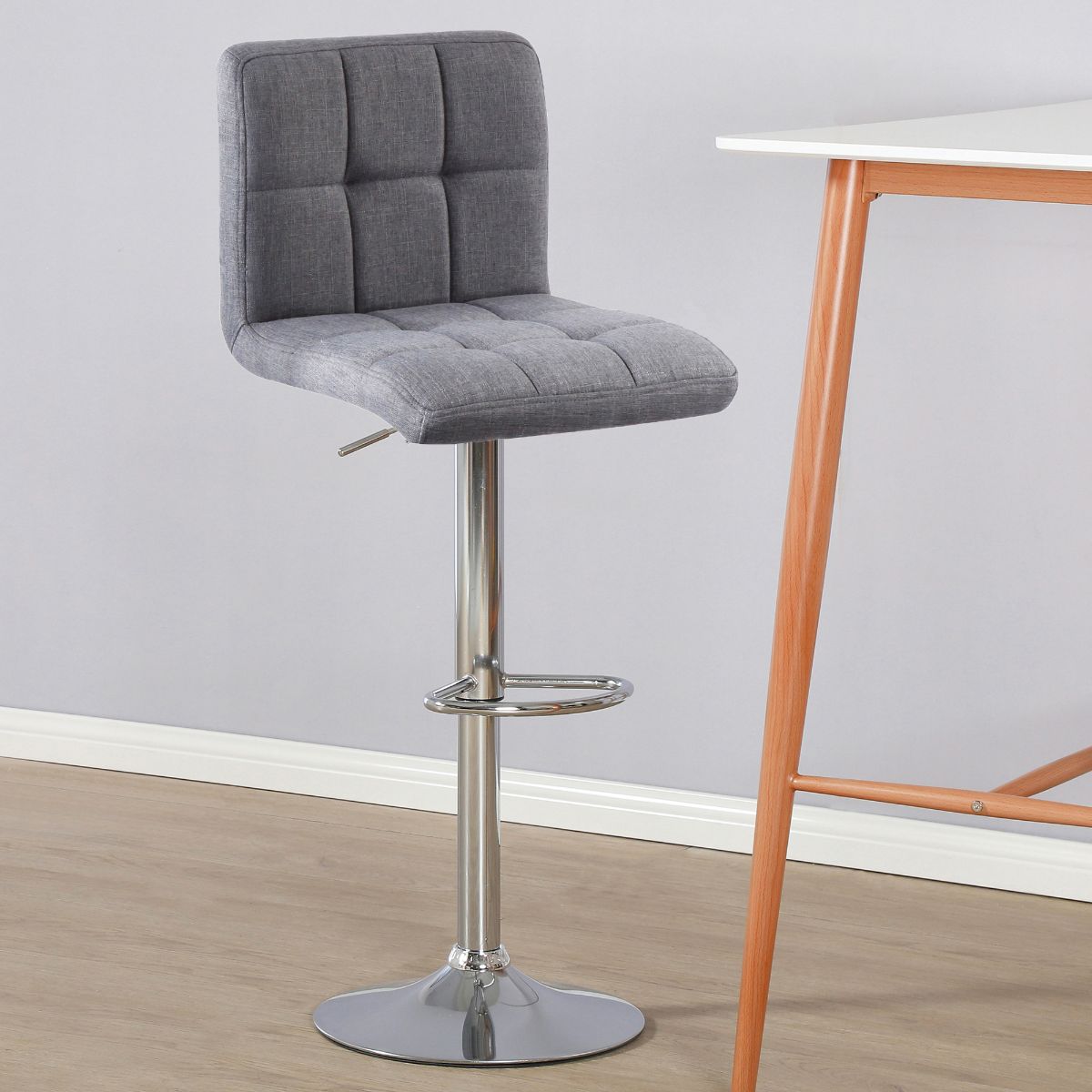 Cube Adjustable Swivel Bar Stool with Backrest