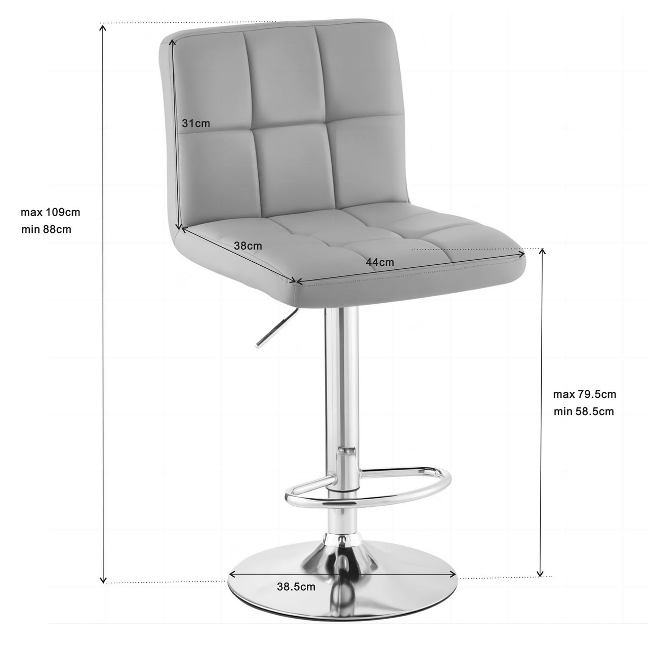 Cube Adjustable Swivel Bar Stool with Backrest