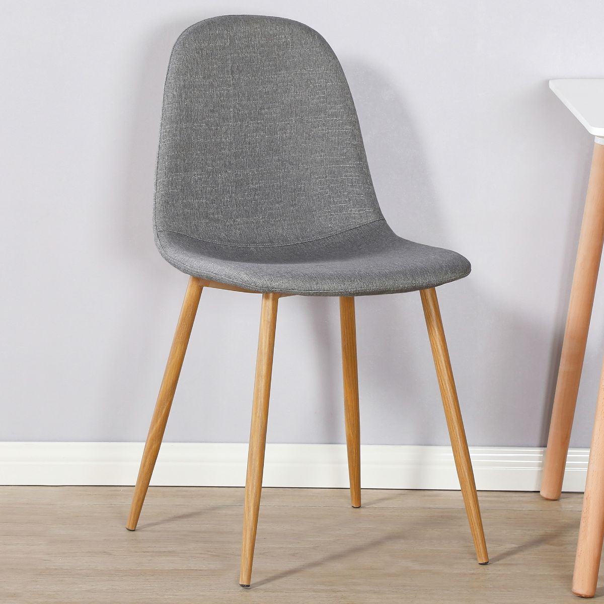 2 x Modern Dining Chairs with Oak Effect Legs